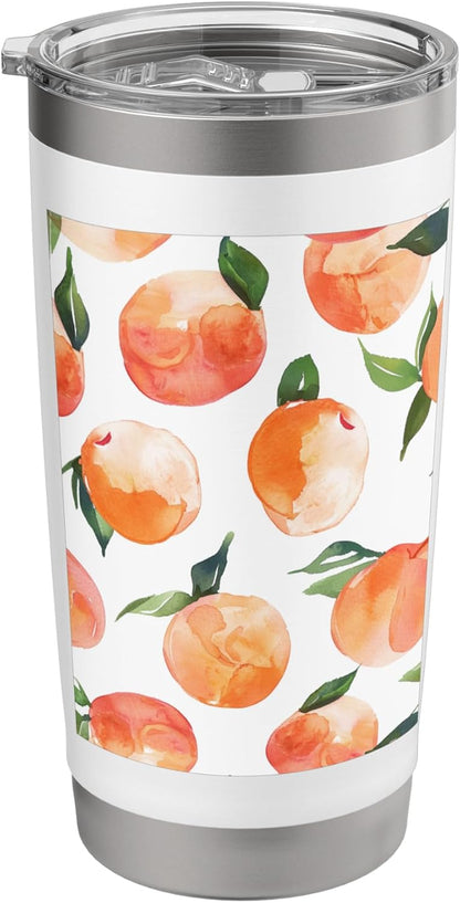 Cute Peach Pattern Art Watercolor Fruit Stainless Steel Insulated Tumbler