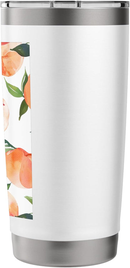 Cute Peach Pattern Art Watercolor Fruit Stainless Steel Insulated Tumbler