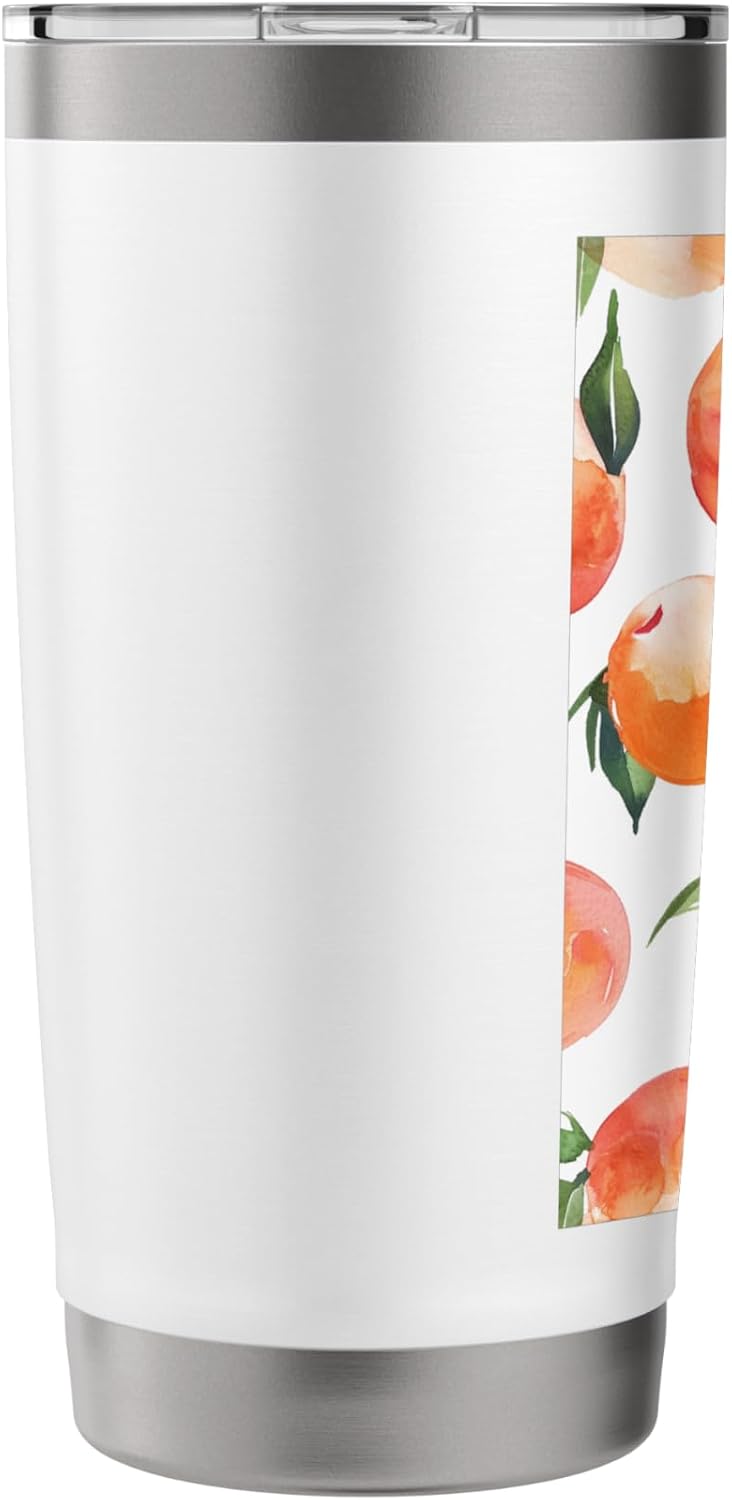 Cute Peach Pattern Art Watercolor Fruit Stainless Steel Insulated Tumbler