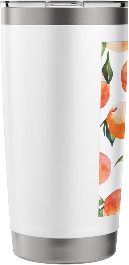 Cute Peach Pattern Art Watercolor Fruit Stainless Steel Insulated Tumbler