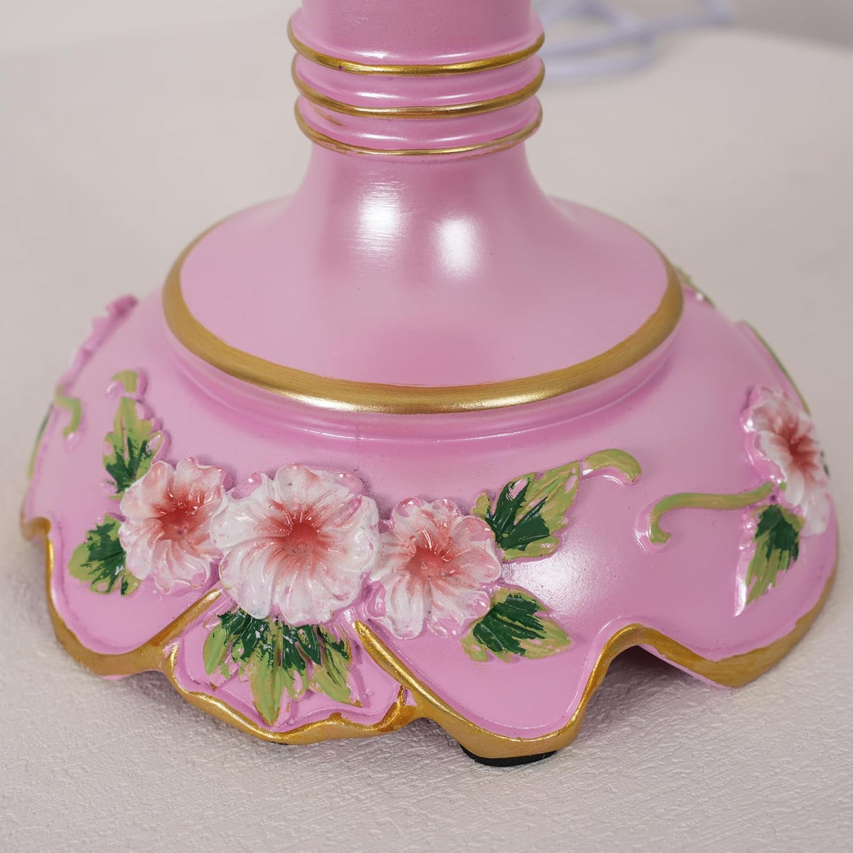 Victorian Style Table Lamp with Fabric Lampshade Beaded Fringe, Pink