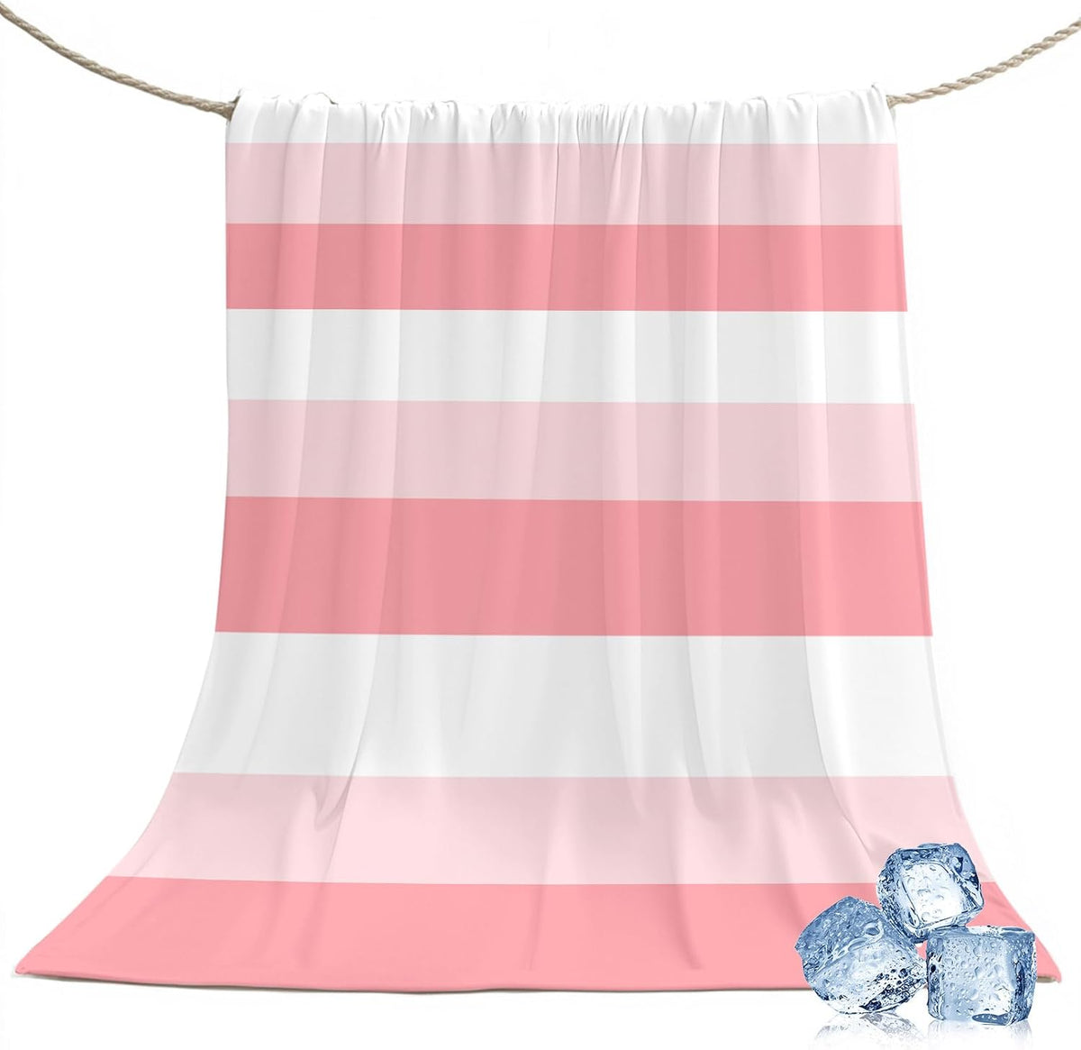 Cooling Blanket for Hot Sleepers Pink Stripe Lightweight Breathable Double Sided Summer Blanket Striped Cooling Throw Blanket for Couch Bed Night Sweats 30"x40"