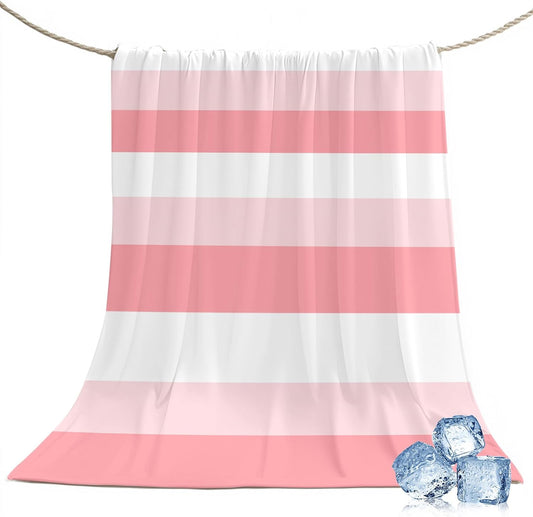 Cooling Blanket for Hot Sleepers Pink Stripe Lightweight Breathable Double Sided Summer Blanket Striped Cooling Throw Blanket for Couch Bed Night Sweats 30"x40"