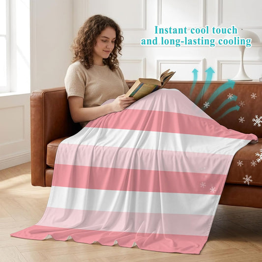 Cooling Blanket for Hot Sleepers Pink Stripe Lightweight Breathable Double Sided Summer Blanket Striped Cooling Throw Blanket for Couch Bed Night Sweats 30"x40"