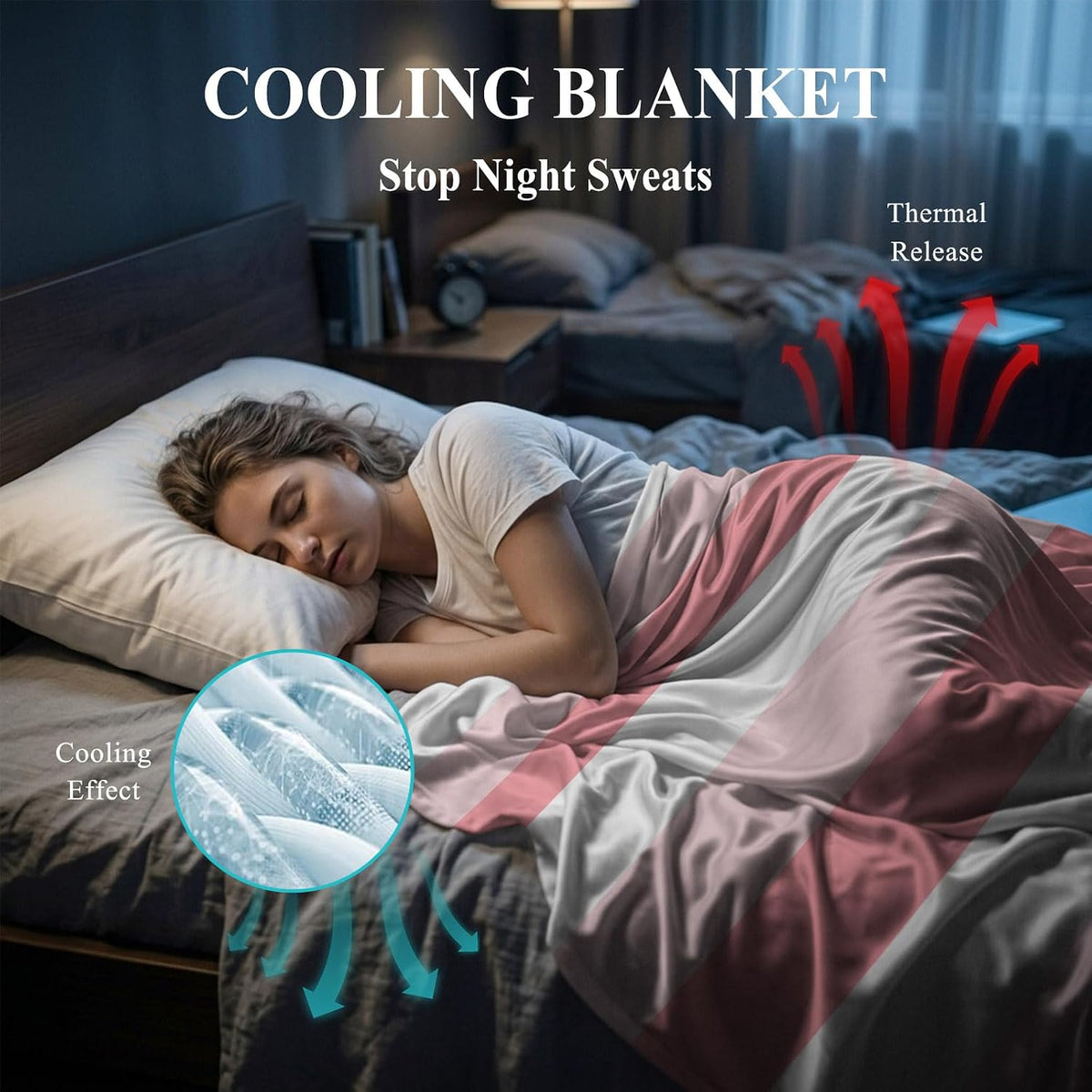 Cooling Blanket for Hot Sleepers Pink Stripe Lightweight Breathable Double Sided Summer Blanket Striped Cooling Throw Blanket for Couch Bed Night Sweats 30"x40"