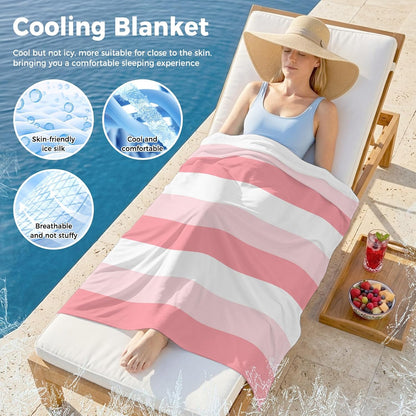 Cooling Blanket for Hot Sleepers Pink Stripe Lightweight Breathable Double Sided Summer Blanket Striped Cooling Throw Blanket for Couch Bed Night Sweats 30"x40"