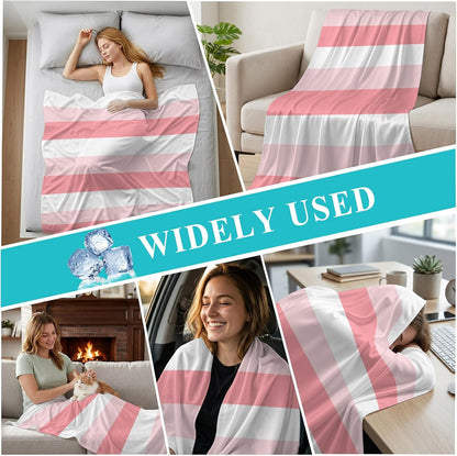 Cooling Blanket for Hot Sleepers Pink Stripe Lightweight Breathable Double Sided Summer Blanket Striped Cooling Throw Blanket for Couch Bed Night Sweats 30"x40"
