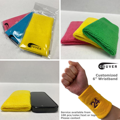 6 Inch Extra Long Thick Sports Wristband Sweatband