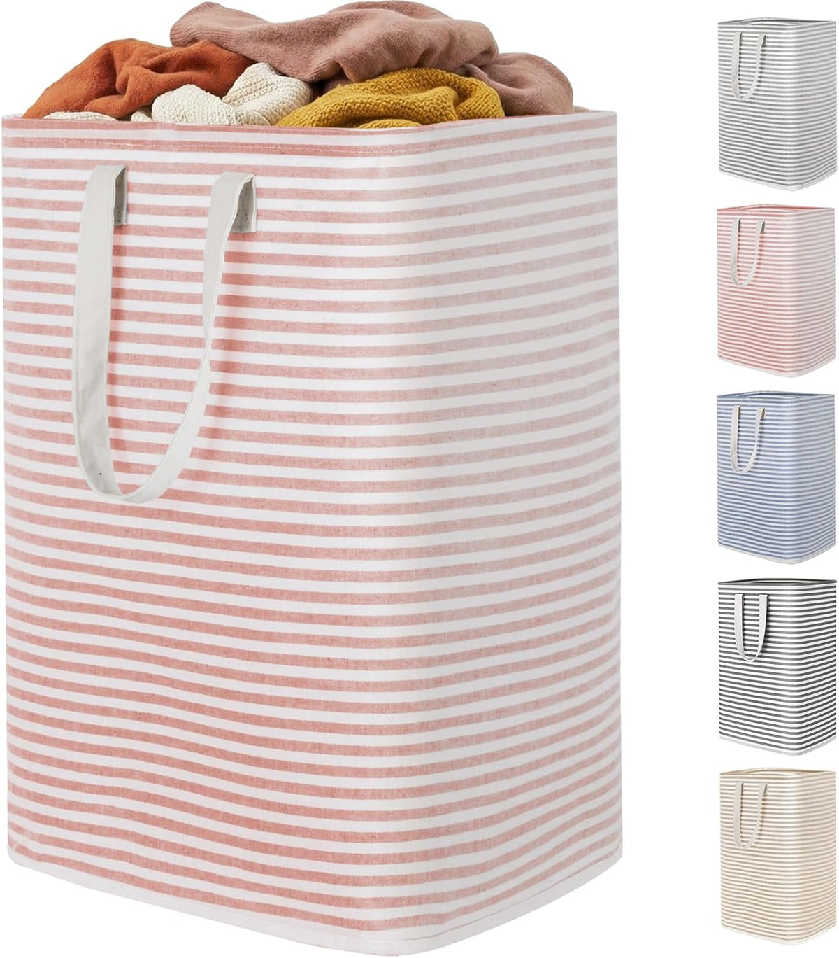 80L Large Laundry Baskets, 1 Pack, Reinforced Handles, Pink