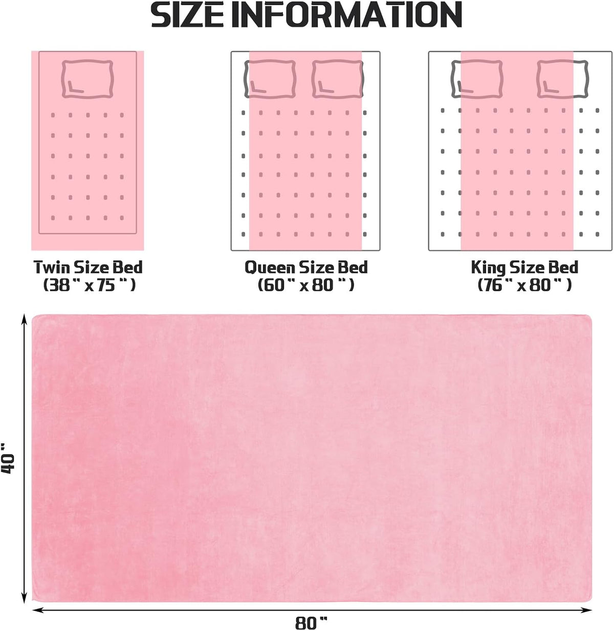 2 Pcs Oversized Bath Towel, 40 x 80 Inch, Light Pink