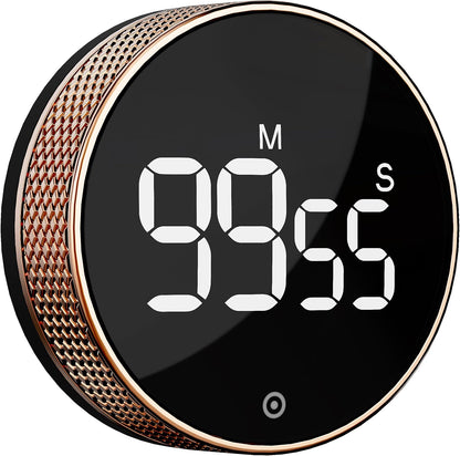 Kitchen Timer with LED Digital Display Smart Efficana for Home Classroom Gym Office, Volume and Brightness Adjustable Productivity Timer (Rose Gold)