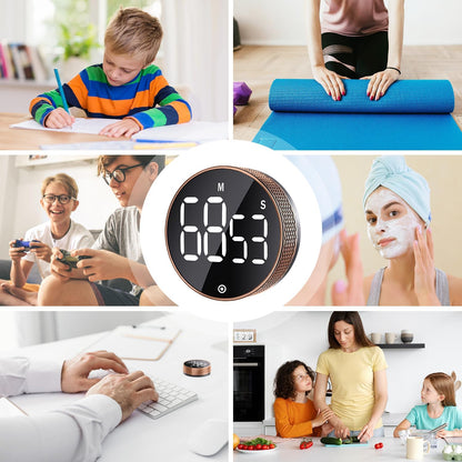 Kitchen Timer with LED Digital Display Smart Efficana for Home Classroom Gym Office, Volume and Brightness Adjustable Productivity Timer (Rose Gold)