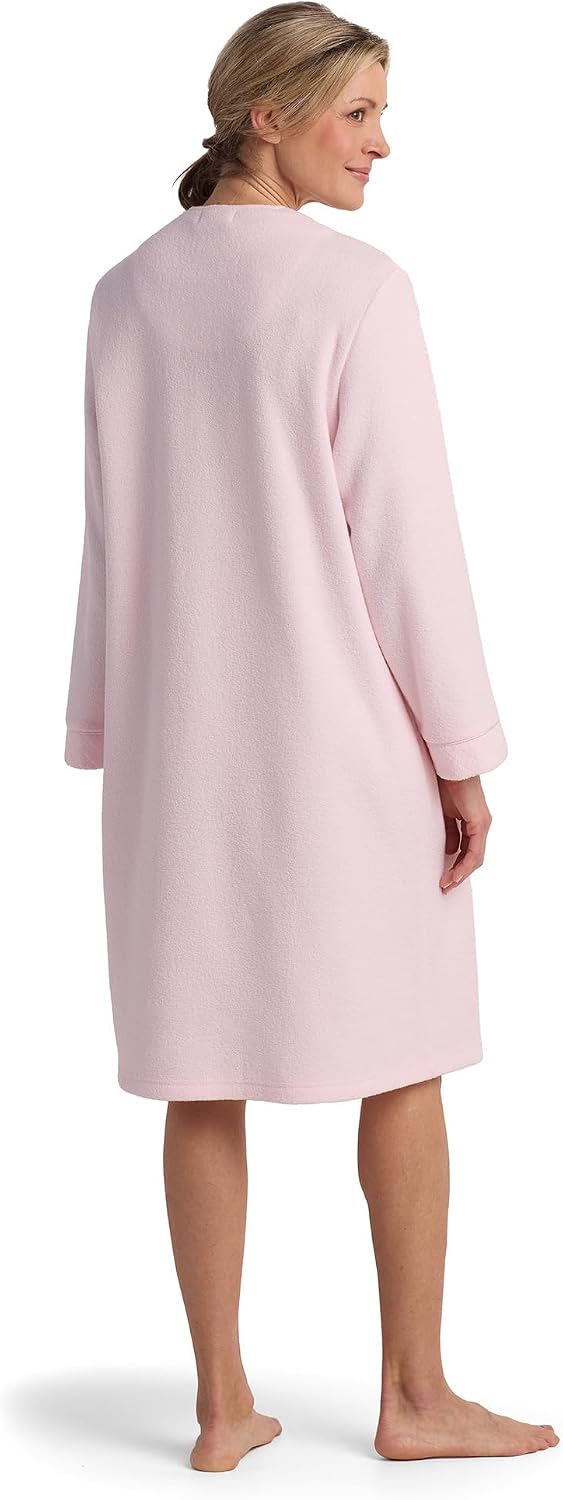 Women's Brushed Back Terry Short Robe, Snap Front, Sleepwear and Loungewear