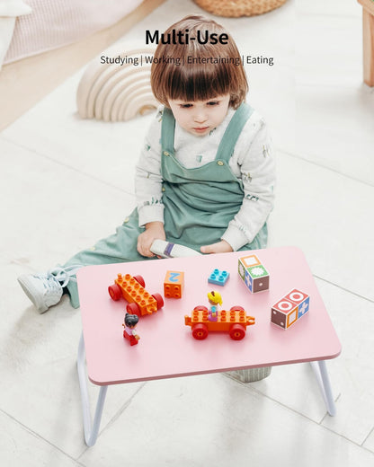 Foldable Lap Desk, Laptop Bed Desk, Portable Bed Table, Laptop Stand for Bed & Couch, Lightweight & Mini - Pink