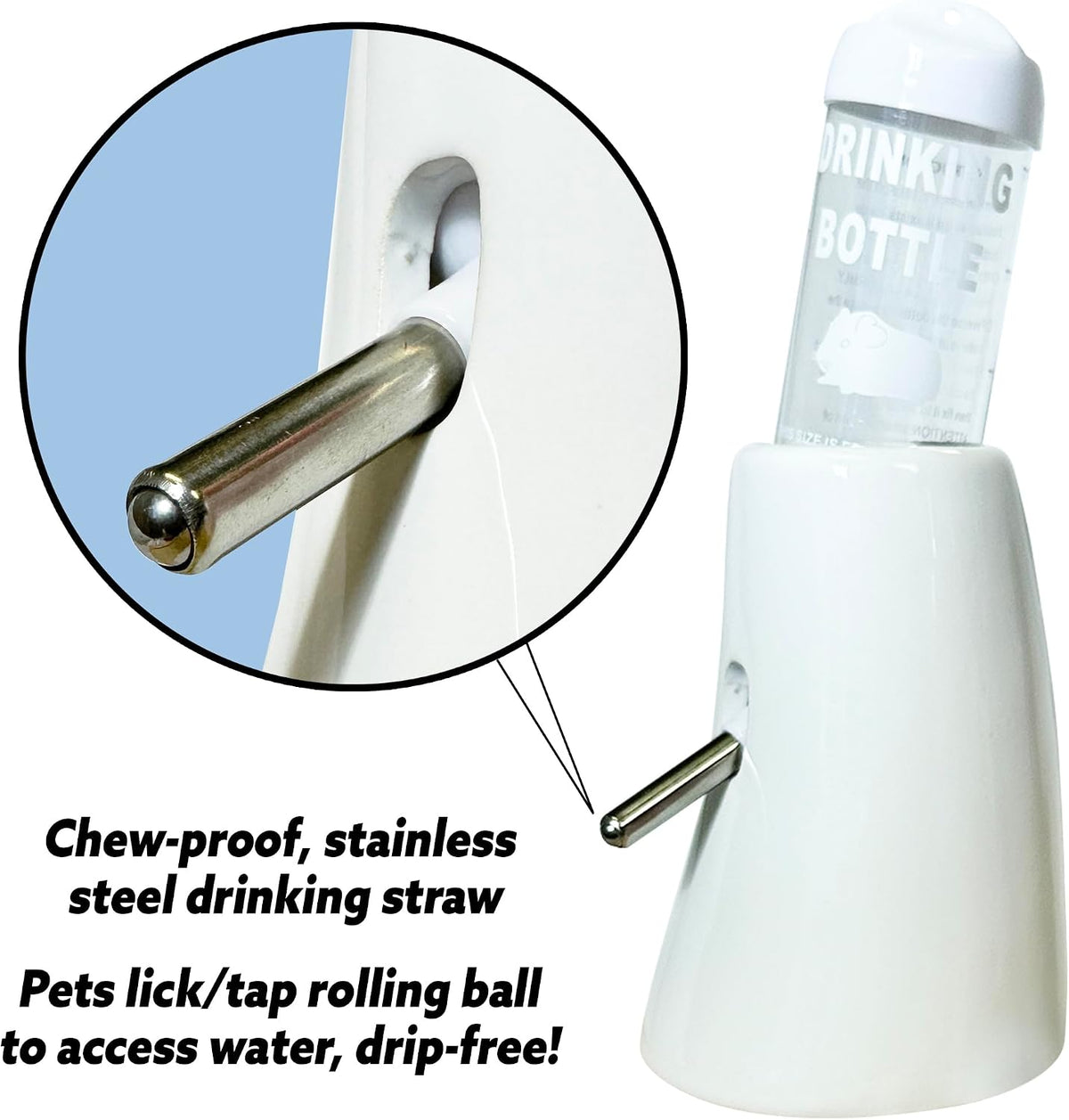 Ceramic Holder with Water Bottle. Durable & Unique. Hamsters, Hedgehogs, Chinchillas, Rats, Ferrets, Guinea Pigs, Rabbits, Squirrels. (Pink)