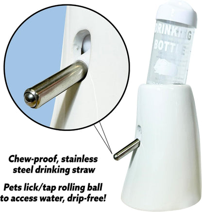 Ceramic Holder with Water Bottle. Durable & Unique. Hamsters, Hedgehogs, Chinchillas, Rats, Ferrets, Guinea Pigs, Rabbits, Squirrels. (Pink)