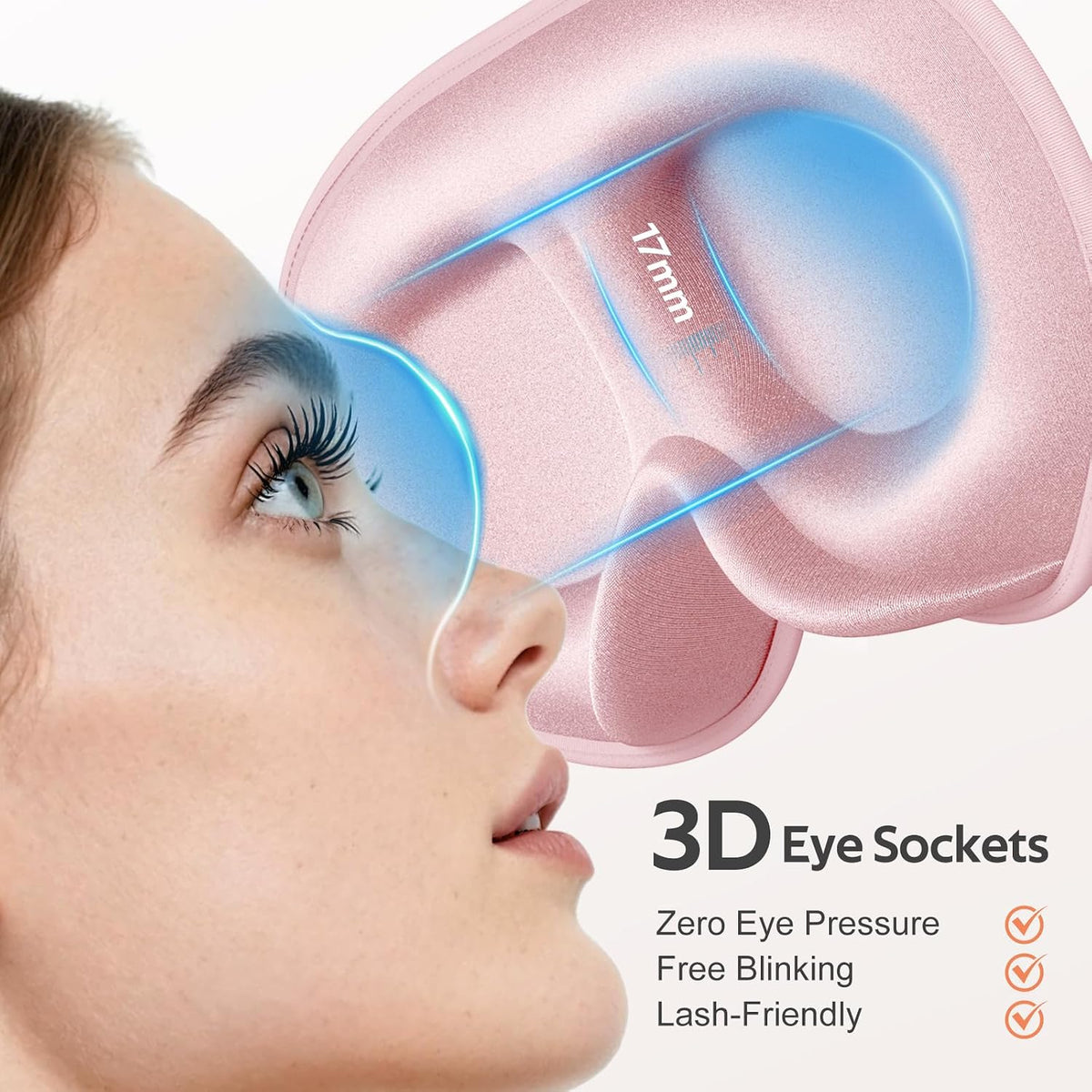 ® Sleep Mask for Women Men - 100% Blackout Eye Masks for Sleep - 3D Soft Sleeping Mask for Side Sleepers - Zero Pressure Lash Extensions Eye Cover Shade for Airplane Travel Essentials, Pink