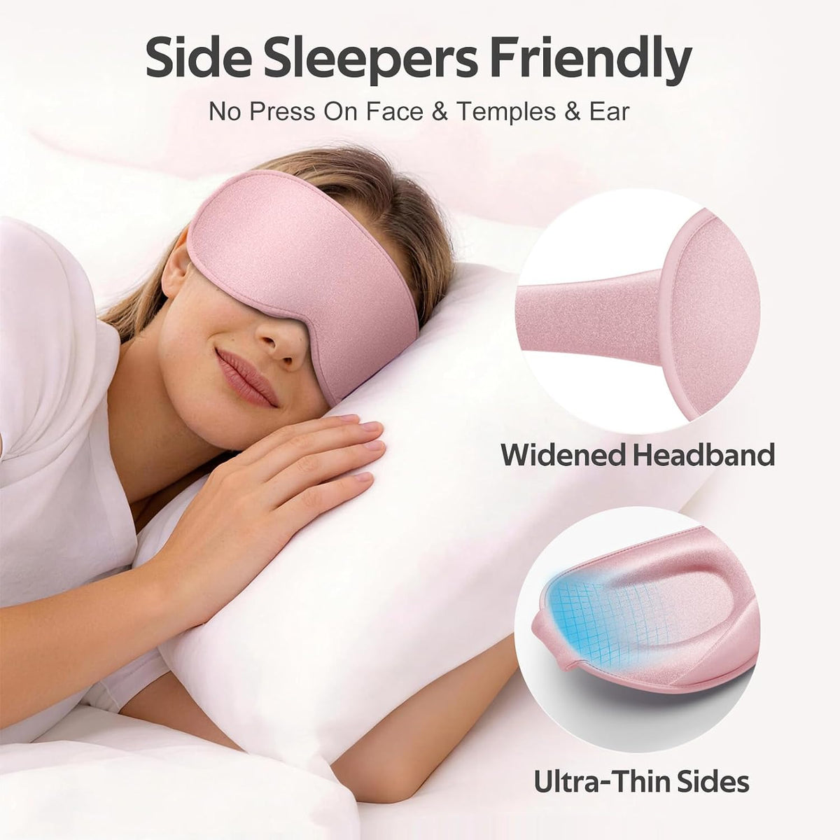 ® Sleep Mask for Women Men - 100% Blackout Eye Masks for Sleep - 3D Soft Sleeping Mask for Side Sleepers - Zero Pressure Lash Extensions Eye Cover Shade for Airplane Travel Essentials, Pink