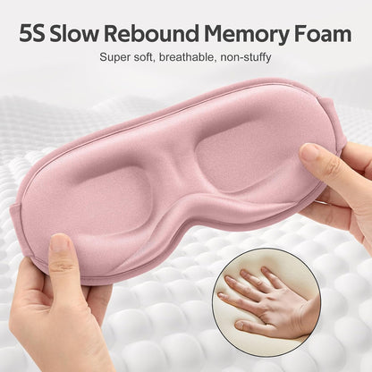 ® Sleep Mask for Women Men - 100% Blackout Eye Masks for Sleep - 3D Soft Sleeping Mask for Side Sleepers - Zero Pressure Lash Extensions Eye Cover Shade for Airplane Travel Essentials, Pink
