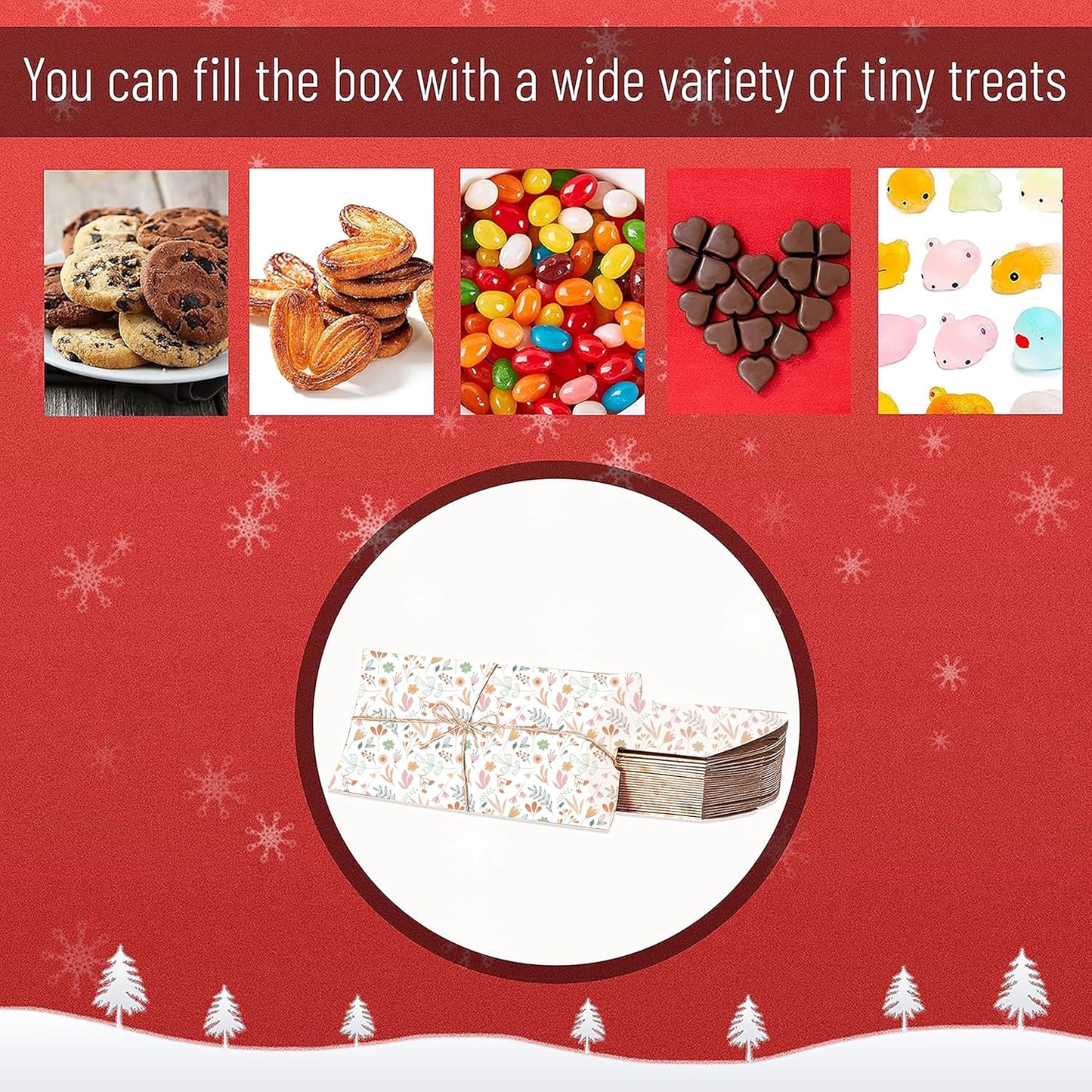 mudrit Pillow Paper Boxes 50pcs with Jute Twine, Decorative Folding Paper Gift Boxes for Gifting Chocolates, Dryfruits, Candies, Soap, Jewellery packaging, Size 5.5" x 3.5"