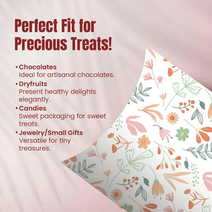 mudrit Pillow Paper Boxes 50pcs with Jute Twine, Decorative Folding Paper Gift Boxes for Gifting Chocolates, Dryfruits, Candies, Soap, Jewellery packaging, Size 5.5" x 3.5"
