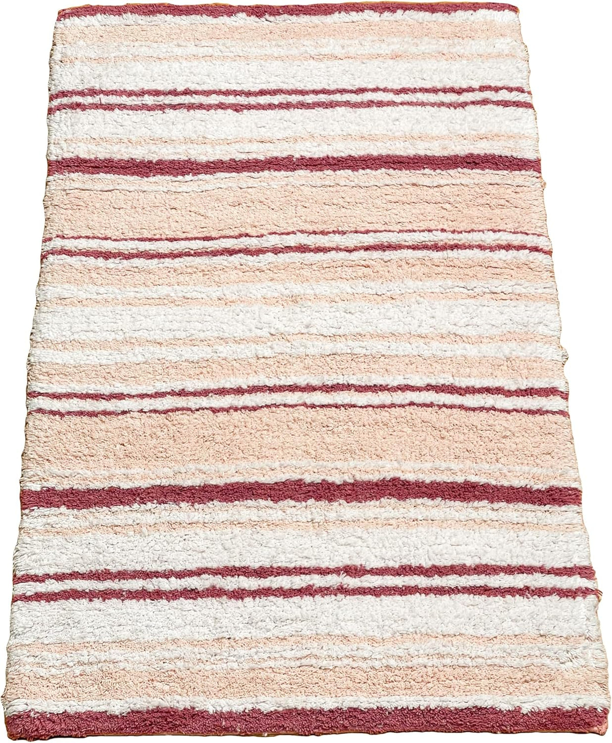 Maui Bath Mat, 21 x 34 Inches | Non Slip Bathroom Rug, Machine Washable, Plush, Highly Absorbent | White-Pink