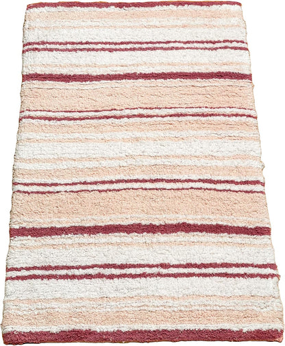 Maui Bath Mat, 21 x 34 Inches | Non Slip Bathroom Rug, Machine Washable, Plush, Highly Absorbent | White-Pink