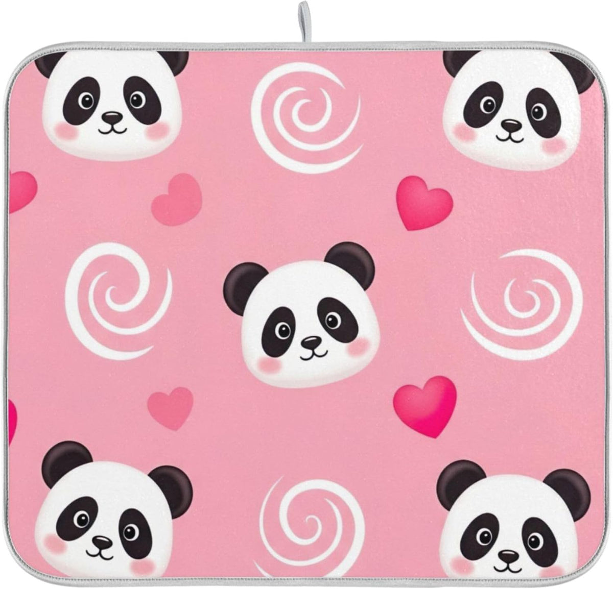Absorbent Dish Drying Mats Flower Quick-dry Funny Print Countertop Heat Protector Mat for Kitchen Counter Decor Cute Panda Pink, 18" x 24"