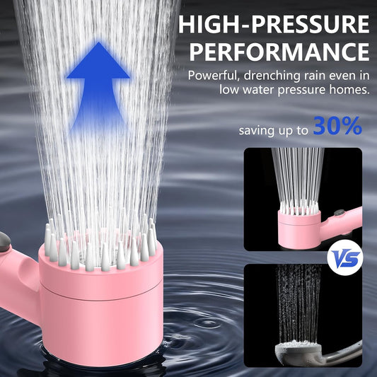 Filtered Shower Head with Handheld, High Pressure Water Flow and Multiple Spray Modes Shower Head with Filter, Power Wash for Hard Water, Showerhead with ON/OFF Switch for Pets Bath (Pink)