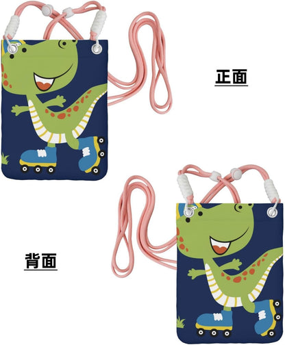 Dino Playing Roller Skate for Crossbody Phone Bag, Small & Lightweight Crossbody Purse for Women with Adjustable Strap, Water-Resistant Daily Commuter Bag for Phone, Wallet, Keys