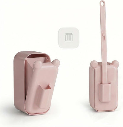 Disposable Toilet Brush for Bathroom Cleaning, Toilet Brush and Holder Set, Deep Cleaning Toilet Bowl Cleaner with Replaceable Heads, Hygienic Storage Design (Pink – 32 Refills Flip-Open Toilet Brush)