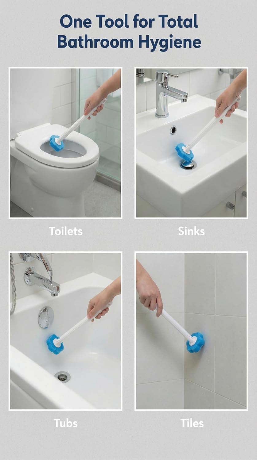 Disposable Toilet Brush for Bathroom Cleaning, Toilet Brush and Holder Set, Deep Cleaning Toilet Bowl Cleaner with Replaceable Heads, Hygienic Storage Design (Pink – 32 Refills Flip-Open Toilet Brush)