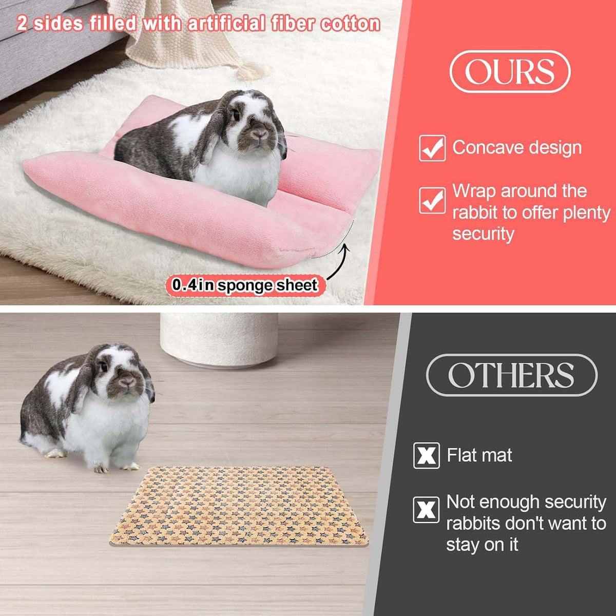 15.7" x 14" Bunny Bed for Rabbit Cage, Thickened & Soft