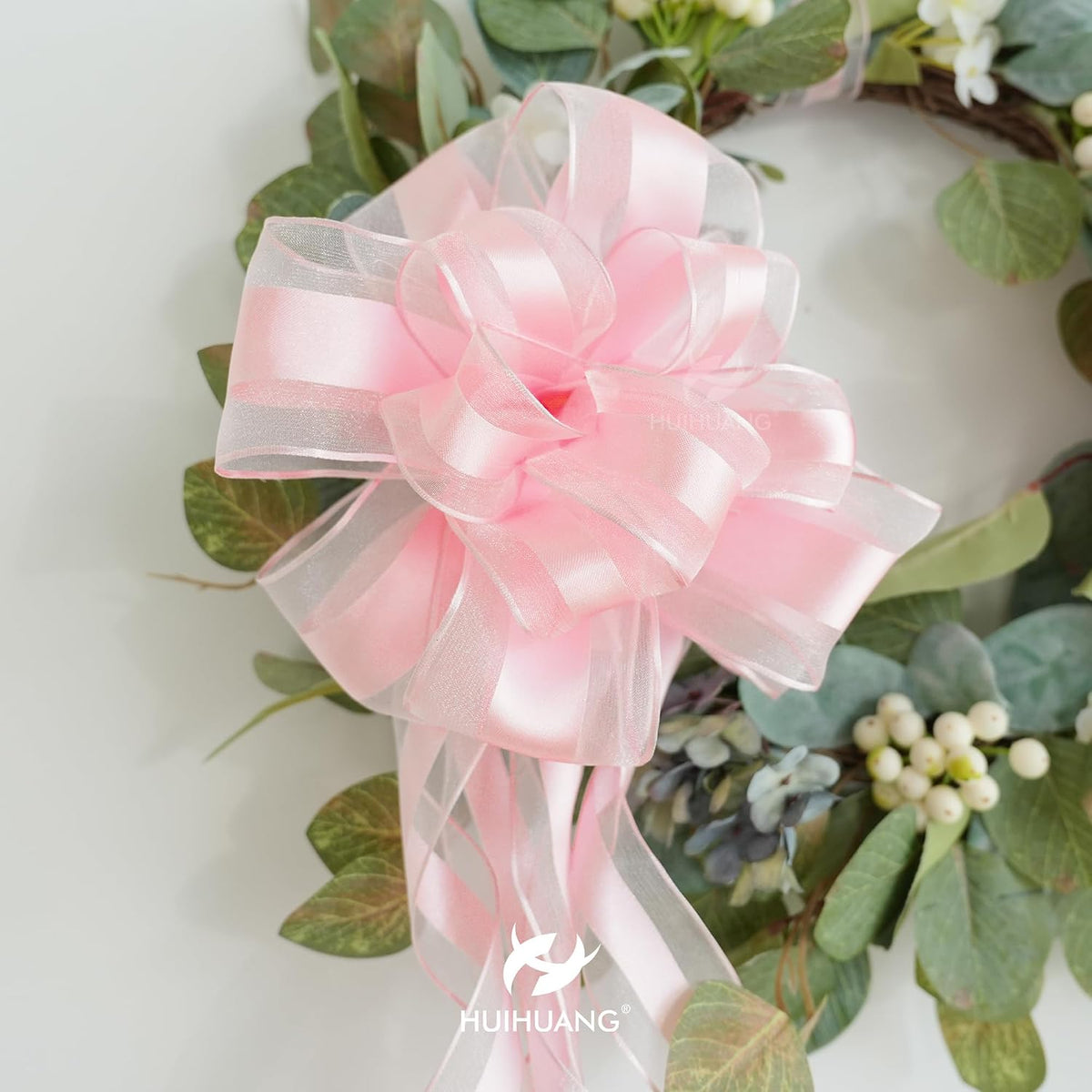 Pink Sheer Wired Christmas Ribbon 2.5 inch Continuous 10 Yards