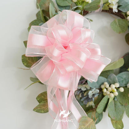 Pink Sheer Wired Christmas Ribbon 2.5 inch Continuous 10 Yards