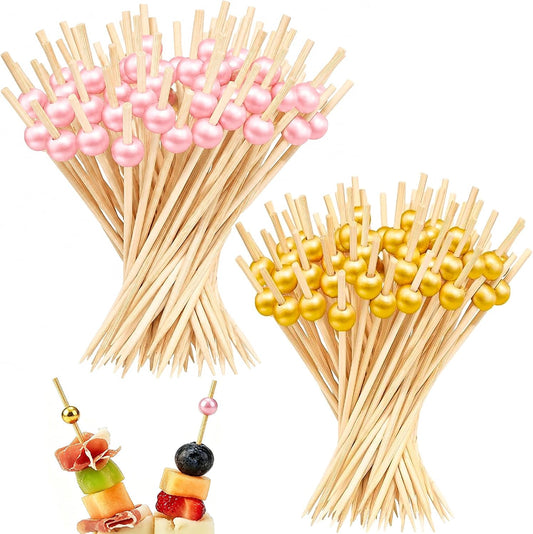 200Pcs Pearl Cocktail Picks, Fancy Decorative Toothpicks for Appetizer