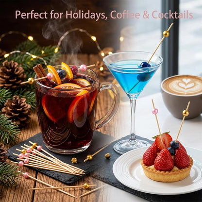 200Pcs Pearl Cocktail Picks, Fancy Decorative Toothpicks for Appetizer