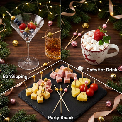 200Pcs Pearl Cocktail Picks, Fancy Decorative Toothpicks for Appetizer