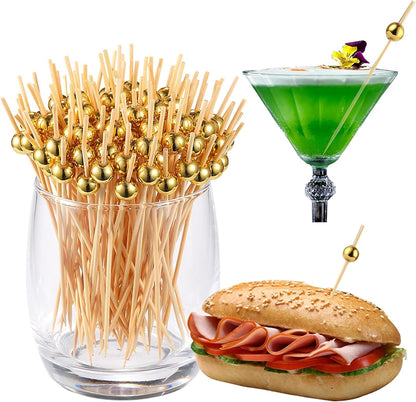 200Pcs Pearl Cocktail Picks, Fancy Decorative Toothpicks for Appetizer