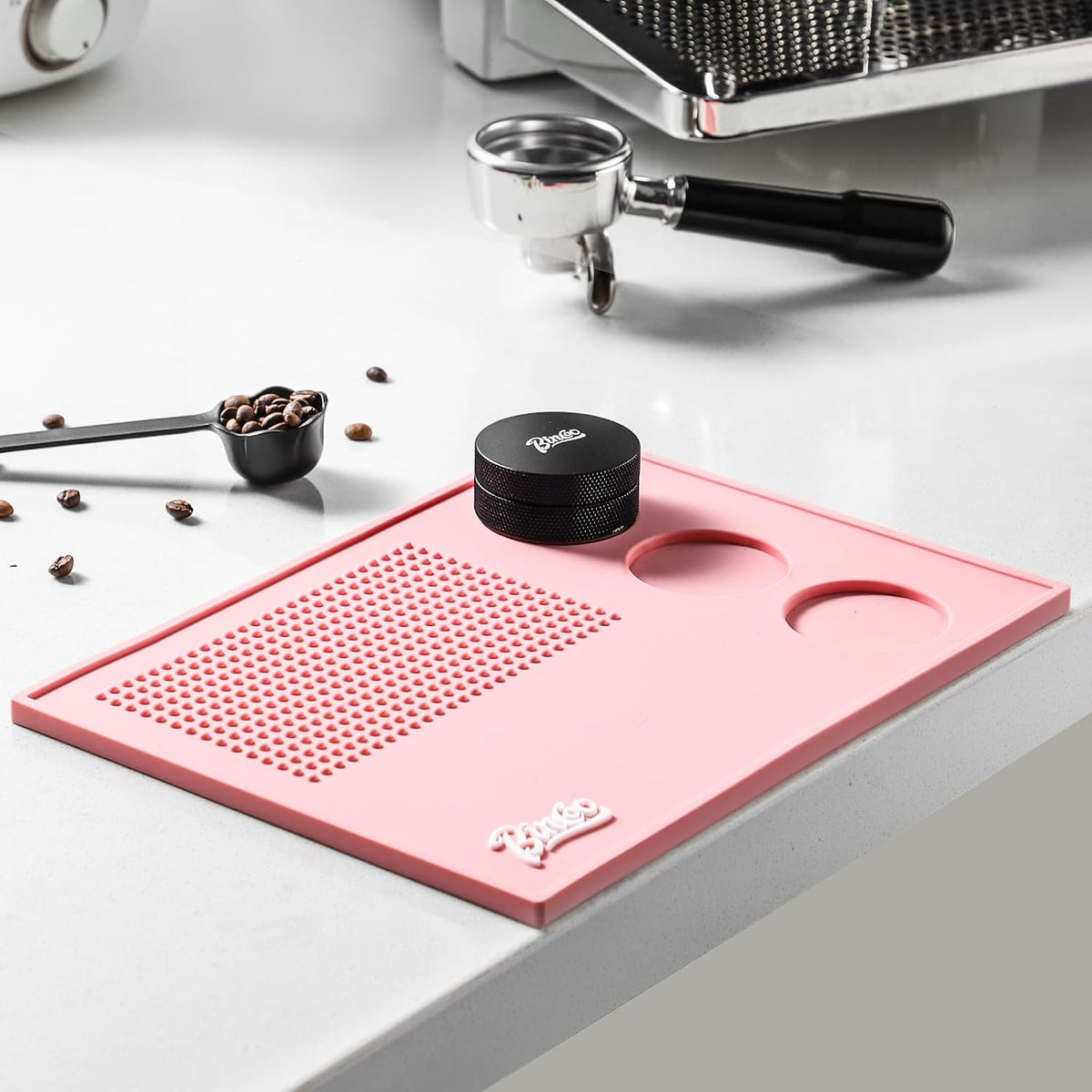 Espresso Tamping Mat - Silicone Coffee Bar Mat Tamper Mat,Espresso Accessory for Baristas Home Kitchen Bar Coffee Shop (Pink)