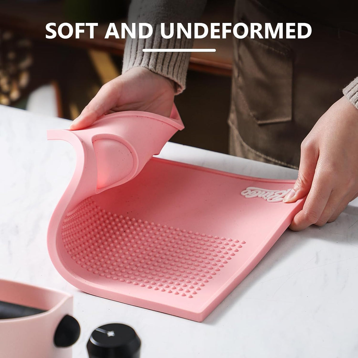 Espresso Tamping Mat - Silicone Coffee Bar Mat Tamper Mat,Espresso Accessory for Baristas Home Kitchen Bar Coffee Shop (Pink)