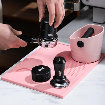 Espresso Tamping Mat - Silicone Coffee Bar Mat Tamper Mat,Espresso Accessory for Baristas Home Kitchen Bar Coffee Shop (Pink)