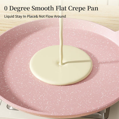 10 Inch Nonstick Crepe Pan,Granite Coated Pancake Pan-Pink