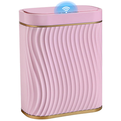 Bathroom Small Trash Can with Automatic Touchless Lid, 2.6 Gallon Smart Garbage Can Narrow Waterproof Trash Bin for Bedroom, Office, Living Room