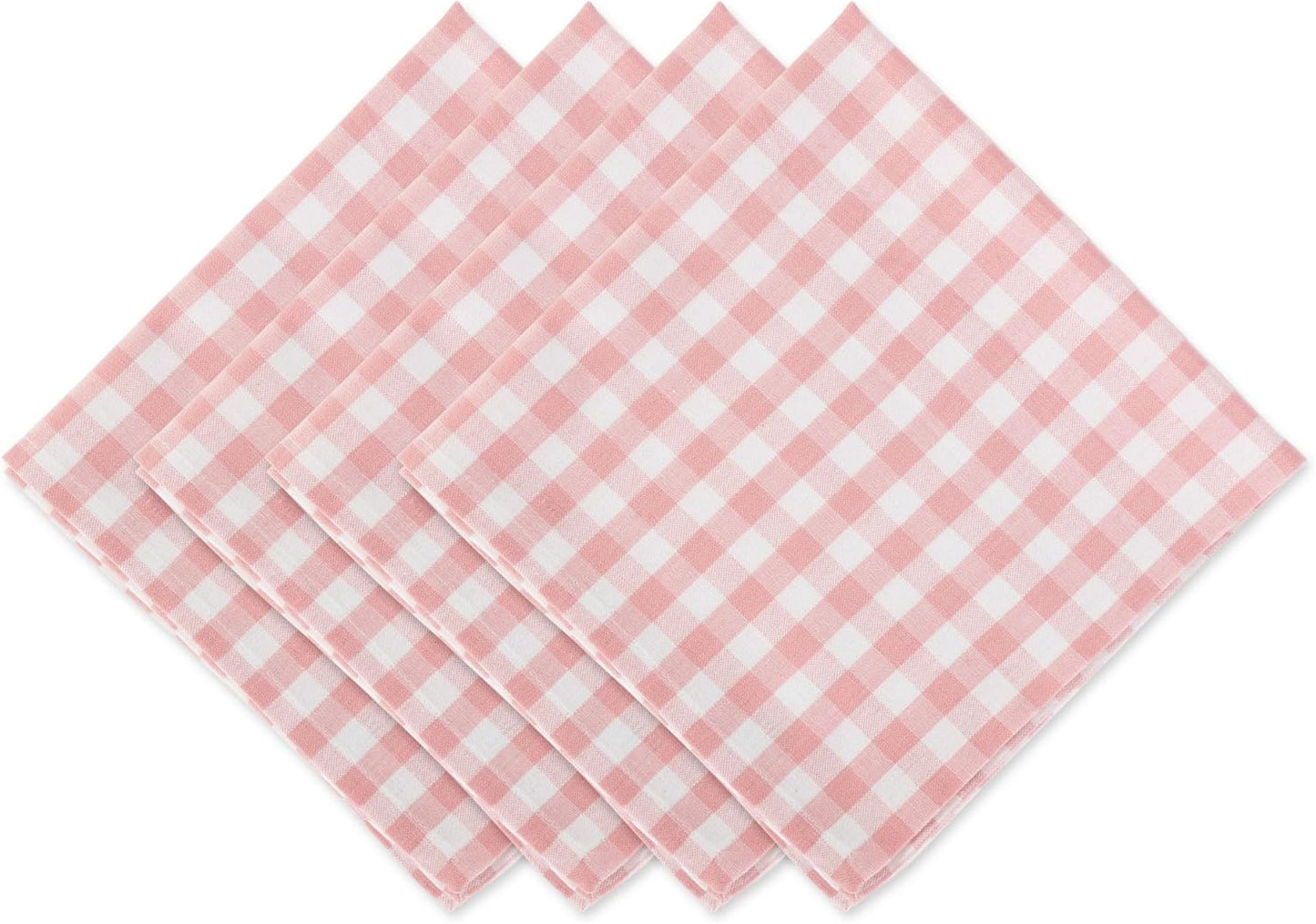 DII Cotton Napkin Set Machine Washable Everyday Basic, 20x20, Pink & White Gingham, 6 Count