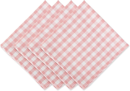DII Cotton Napkin Set Machine Washable Everyday Basic, 20x20, Pink & White Gingham, 6 Count