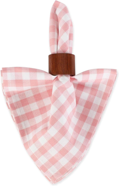 DII Cotton Napkin Set Machine Washable Everyday Basic, 20x20, Pink & White Gingham, 6 Count