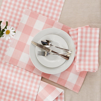 DII Cotton Napkin Set Machine Washable Everyday Basic, 20x20, Pink & White Gingham, 6 Count