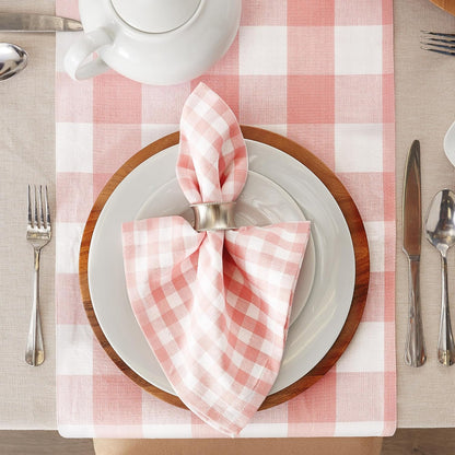 DII Cotton Napkin Set Machine Washable Everyday Basic, 20x20, Pink & White Gingham, 6 Count