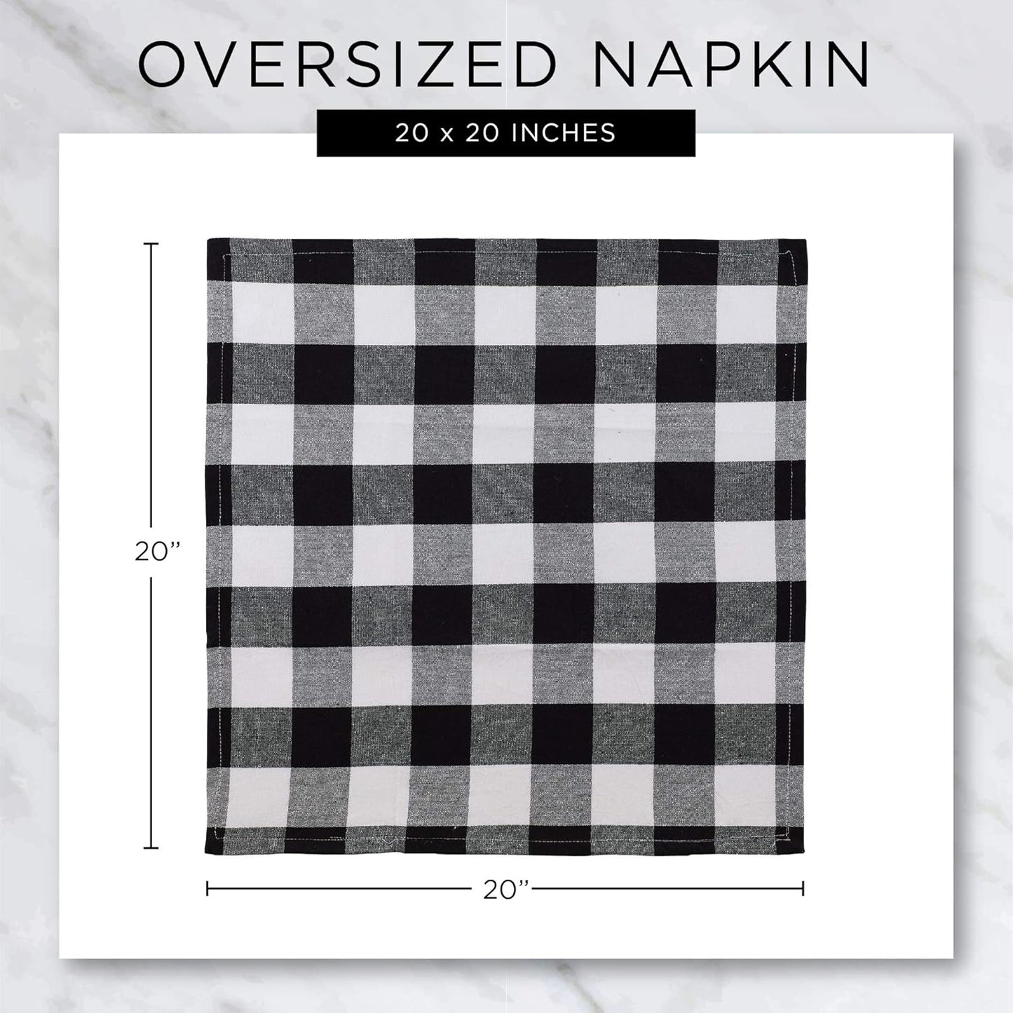 DII Cotton Napkin Set Machine Washable Everyday Basic, 20x20, Pink & White Gingham, 6 Count